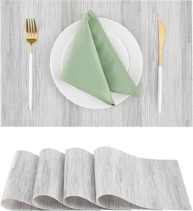 Leetaltree Lightsteel Black Placemats Set of 4 by Leetaltree-ArtatEveryTable