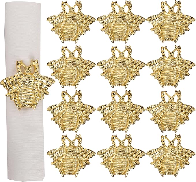 ALPHA Living HOME 12 Pcs Modern Bee Napkin Rings by ALPHALivingHOME