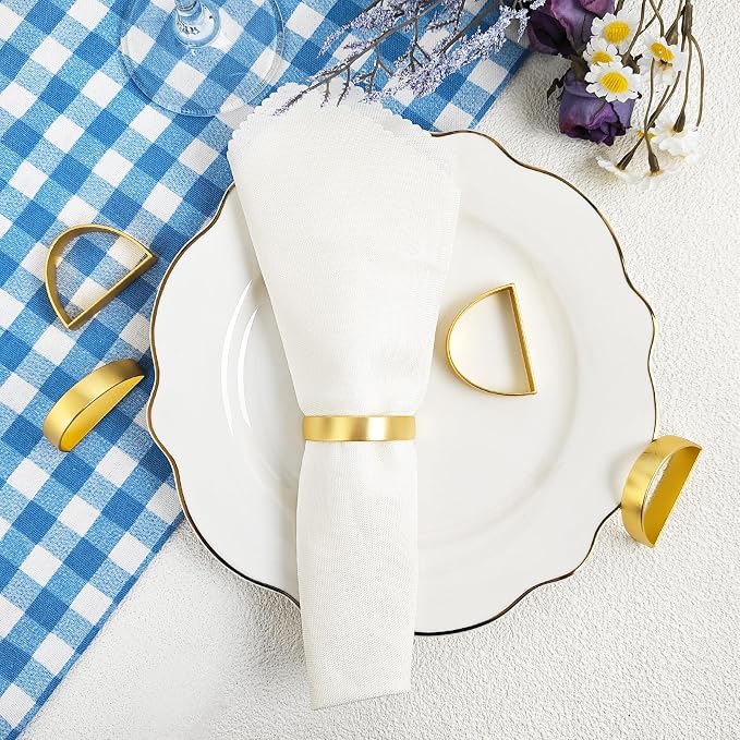 Gold Napkin Rings, Thanksgiving Christmas Napkin Rings Set of 12, Nickel-Plated - Image 3
