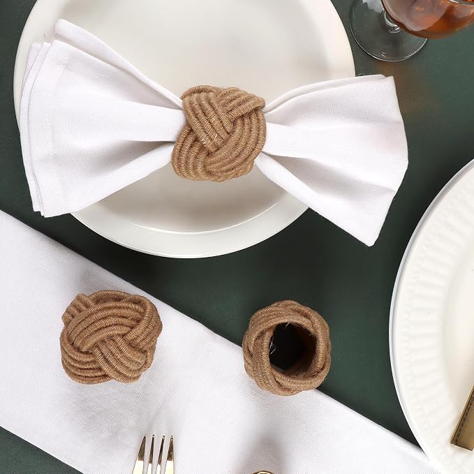ALPHA Living HOME Rustic Jute Napkin Rings Set of 12 - Image 8