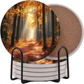 Fall Season Leaves Round Coasters Set of 6 by Unknown