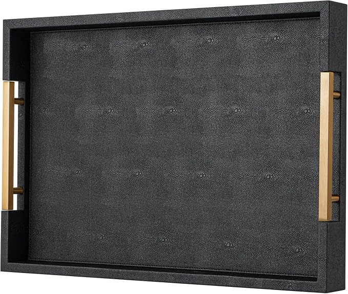 Black Faux Leather Large Square Tray - Image 3