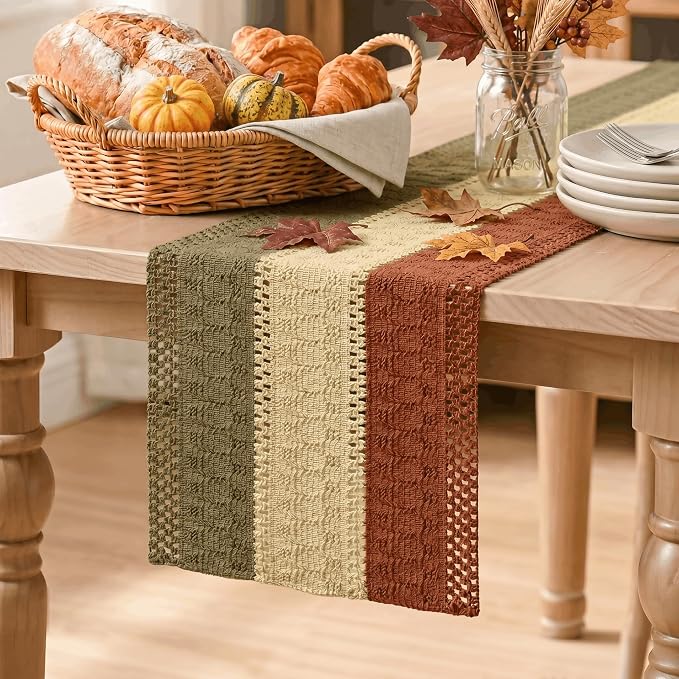 Artoid Mode Caramel Brown Coffee Farmhouse Rustic Table Runner 12x60 Inch | by ArtoidMode