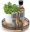 AMH 9-Inch Farmhouse Oak Lazy Susan Cabinet Organizer | Smooth rotating oak tray by AMH