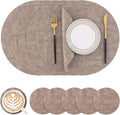 Homaxy Round Faux Leather Placemats and Coasters, Light Brown | Washable by Homaxy