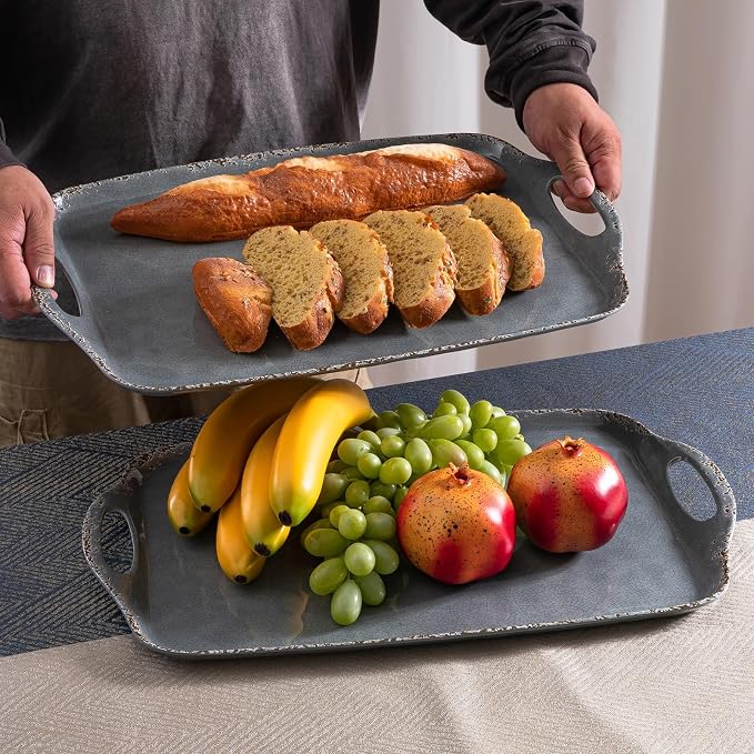 Extra Large Serving Tray with Handles, 19 x12 inch, Melamine Platters - Image 3