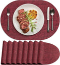 Placemats for Dining Table Set of 8 Non-Slip, Heat Resistant Oval Leather by Delicateandelegantplacemats