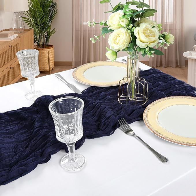 6 Pack 10Ft Navy Blue Cheesecloth Table Runner 23 x 120 Inch | Gauze Rustic - Image 6