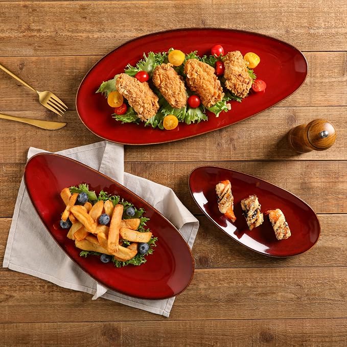 vicrays Large Oval Serving Platters, Stackable Serving Trays Serving Plates - Image 2