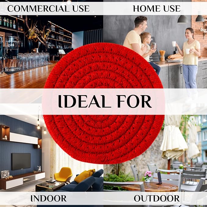 8PCS Cotton Round Woven Coasters Drink - Image 5