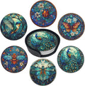 Insect Coasters Leather Round Drink Coasters 6 Pcs Set by Yopiiefa