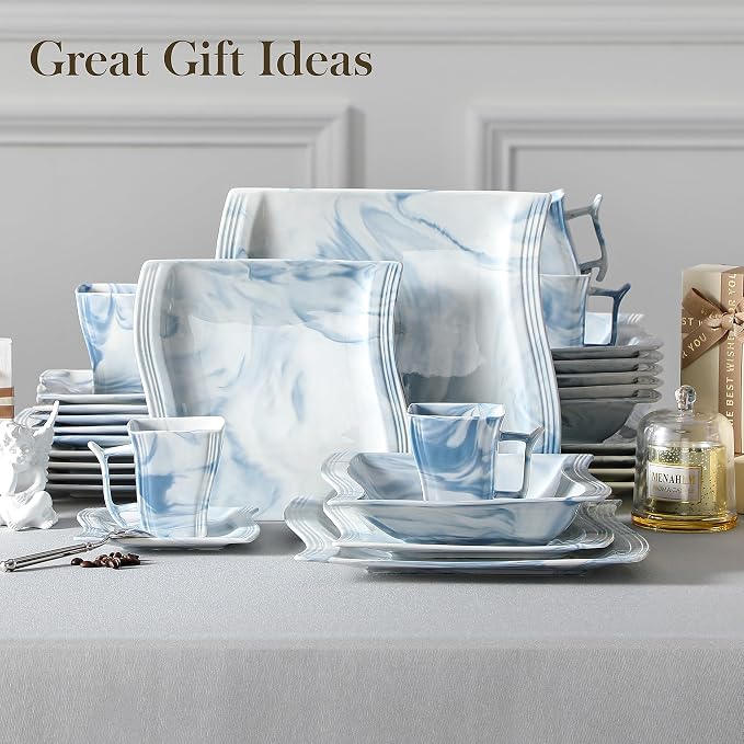MALACASA Dinnerware Sets for 6, 30 Piece Porcelain Plates and Bowls Sets - Image 7