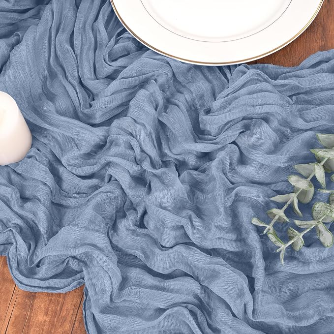 Pesonlook Cheesecloth Table Runner Dusty Blue, 10 Pack 17.7x108 inch, Long | - Image 9