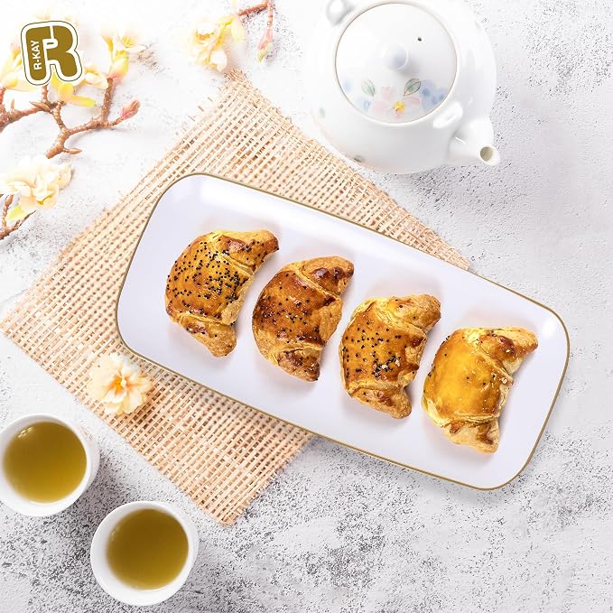 R-kay 4 Pack Gold Rim Plastic Serving Trays - Image 2