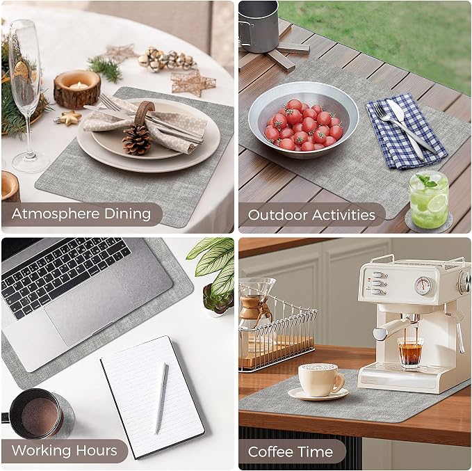 NCUE Vinyl Placemats Set of 12, Heat Resistant, Nonslip Faux Leather Waterproof - Image 6