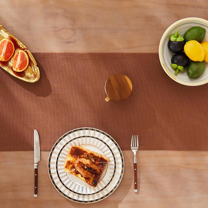 Rustic Cotton Linen Table Runner, 13x36 Inches Terracota | Farmhouse Style - Image 5