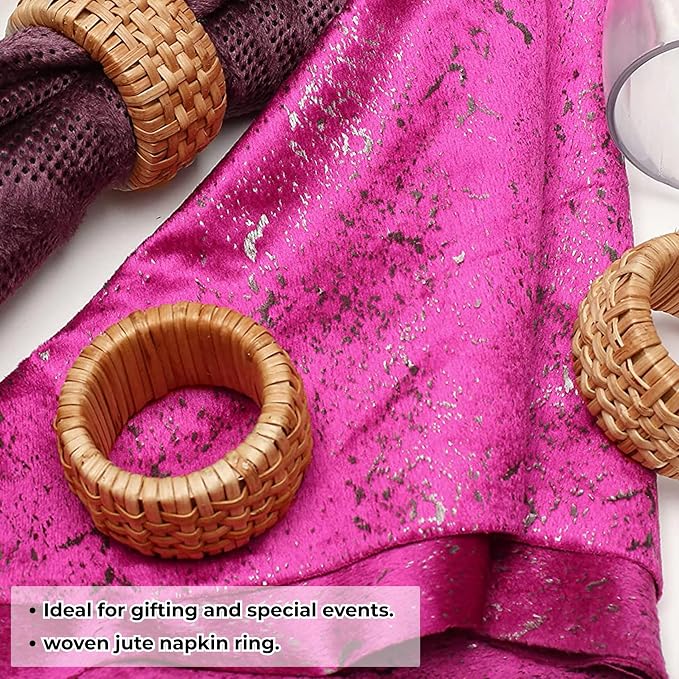 Woven Napkin Rings, Natural Tan, farmhouse rustic design, fits cloth & paper - Image 6