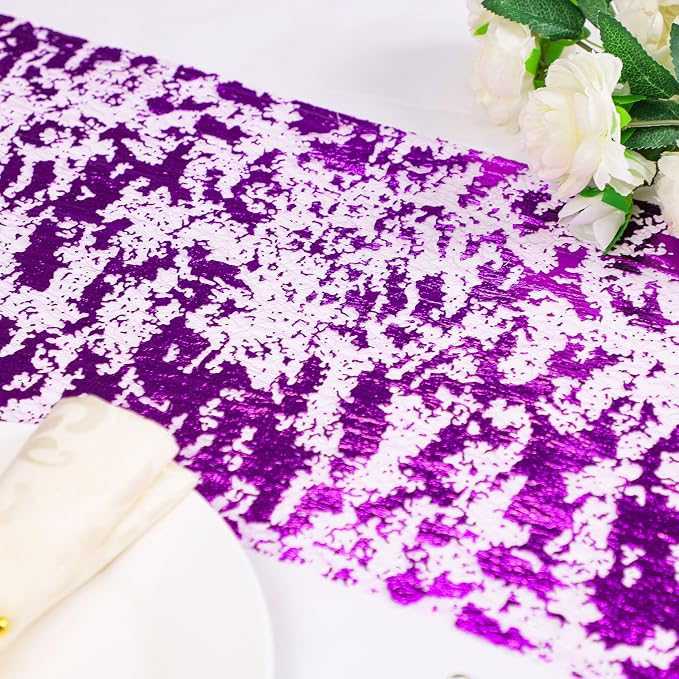 Snowkingdom 2 Pieces Purple Table Runner, Sequin Glitter Foil Metallic Thin - Image 4