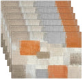 Emvency Farmhouse Placemats Set of 6, 12x18 Inch, Geometric Orange Neutral | by Emvency