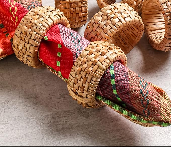 Lightnpro Natural Rattan Decorative Napkin Rings Set of 12, Serviette Napkin - Image 7