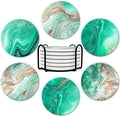 Dooke Coasters for Drinks, Round Absorbent Ceramic Stone Coasters Set of 6 by Dooke