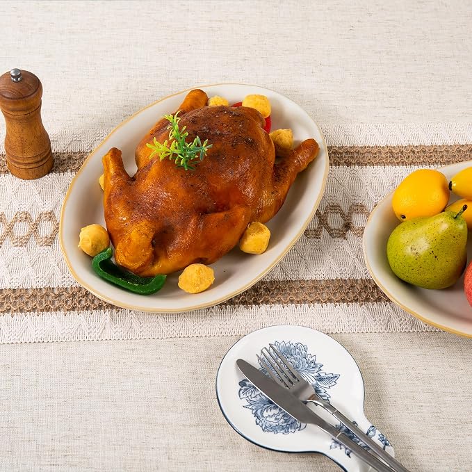 Ceramic Plates, 13.7" Serving Platter, Oval Dinner Plates, Serving Dish Set - Image 6