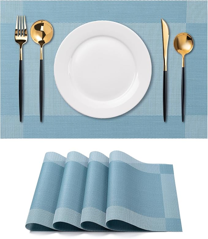 Placemats Set of 4 Washable Indoor | Outdoor Vinyl Place Mats by CADONO