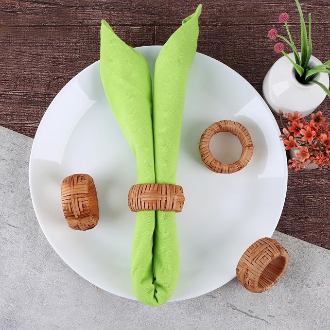 Farmhouse Napkin Rings Set of 12, Hand-Woven Napkin Ring - Image 4