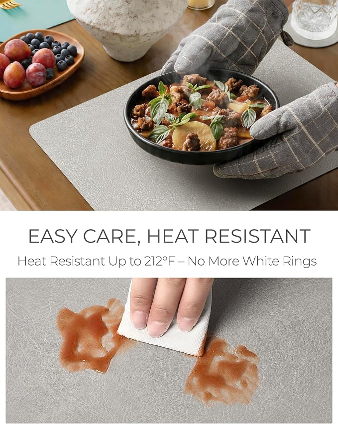 Leetaltree Reversible Faux Leather Placemats and Coasters Set of 12, 12x17 Inch - Image 5