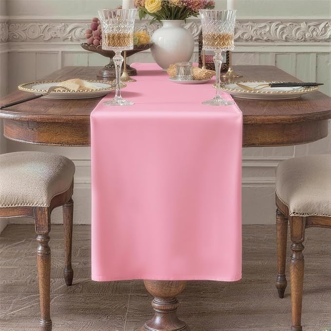 Pink Table Runner, Waterproof Washable Runners 72 Inches Long | Reusable 12x72 by KAIPHO