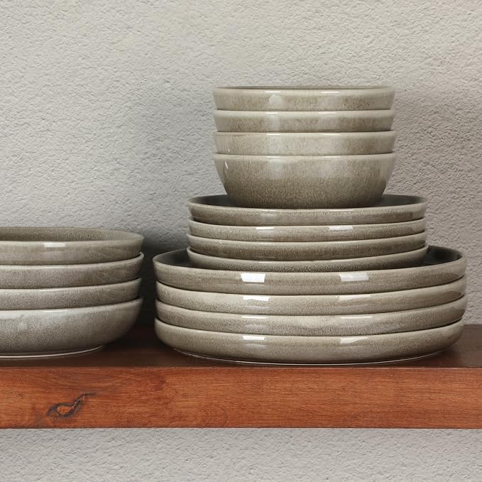 Gibson Elite Berea 16 Piece Plates and Bowls Reactive Glaze Round Dishes - Image 4