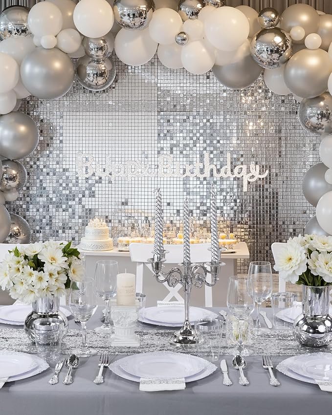 Nervure 175Pcs Silver Plastic Plates, Plastic Dinnerware Set - Image 8