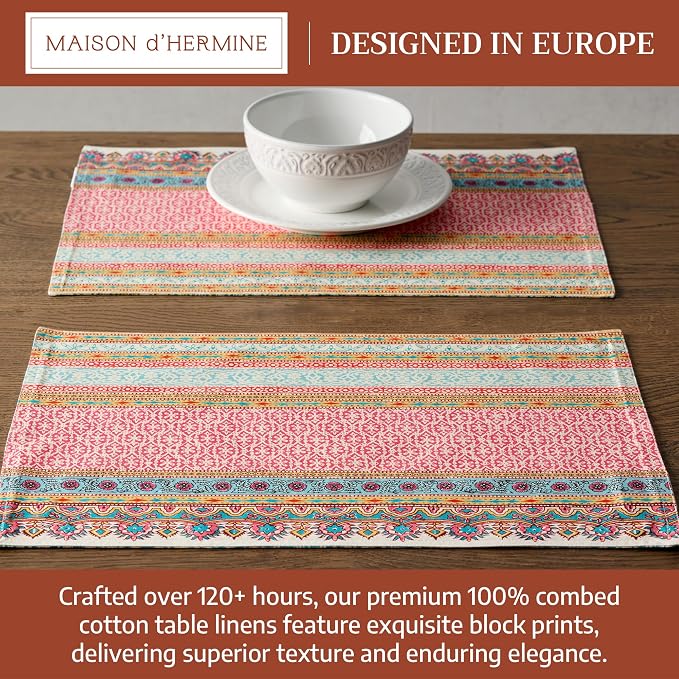 Maison d' Hermine Placemats Set of 4 Reusable 100% Combed Cotton | Cloth Place - Image 3