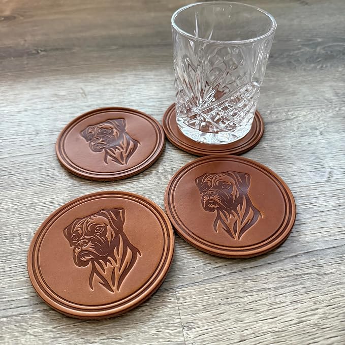 Dog Breed Leather Coasters – Premium Full Grain Table Protectors - Image 4