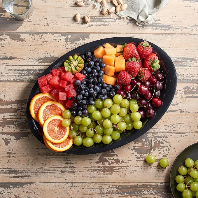 PLASTICPRO Plastic Oval Serving Trays 11 X 16 Oval Serving Platters Disposable - Image 2