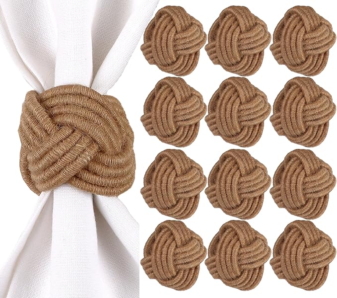 ALPHA Living HOME Rustic Jute Napkin Rings Set of 12 by ALPHALivingHOME