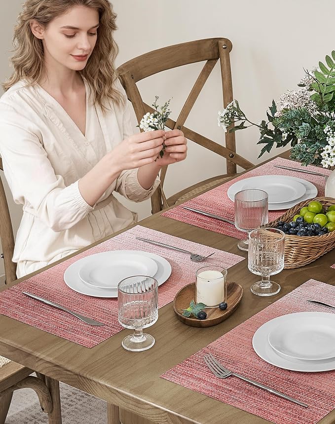 Leetaltree Gradient Pink Woven Placemats Set of 4 - Image 2