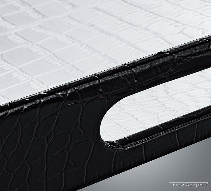 Home Redefined 17.5"x12" Silver & Black Glossy Crocodile Faux Leather Serving - Image 6