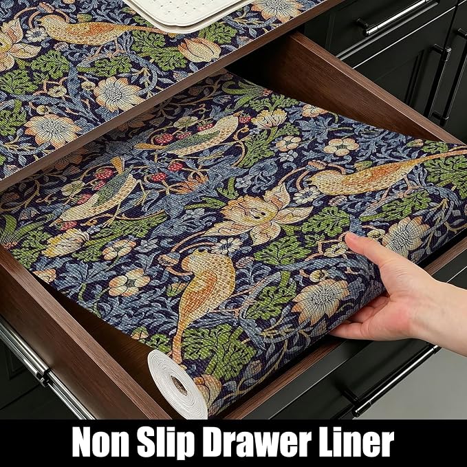 Bird Floral Shelf Liner for Cabinet Non Adhesive 15.7IN x 10FT | Shelf Liner - Image 9