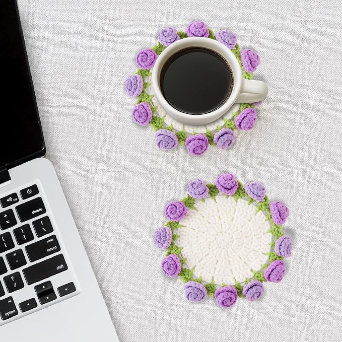Crochet Flower Coasters, Handmade Bouquet Coasters - Image 5