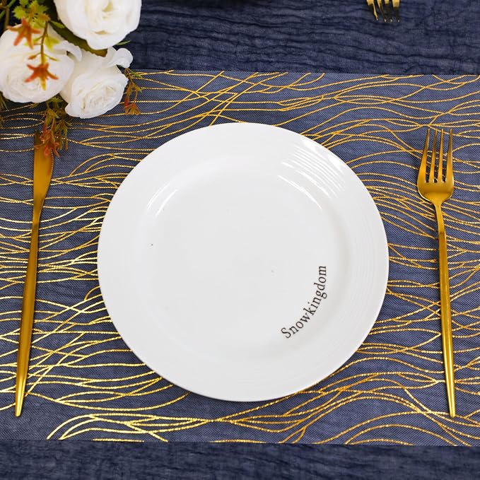 Snowkingdom 2pcs Gold Wave Table Runner, 11×108 Inch Golden Metallic Sparkle - Image 2
