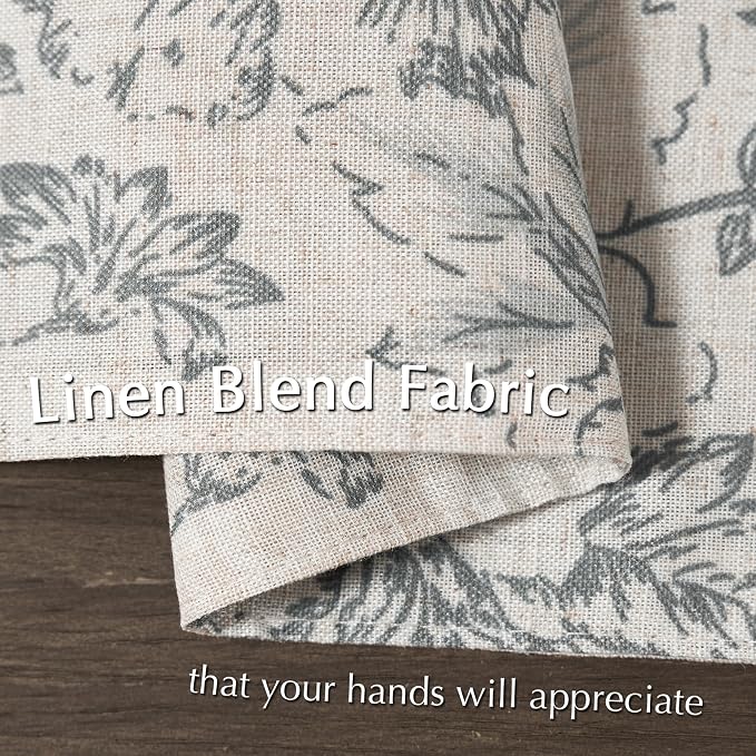 JINCHAN Alice Linen Floral Placemats Set of 4 Farmhouse 13x19 Inch Grey | - Image 6