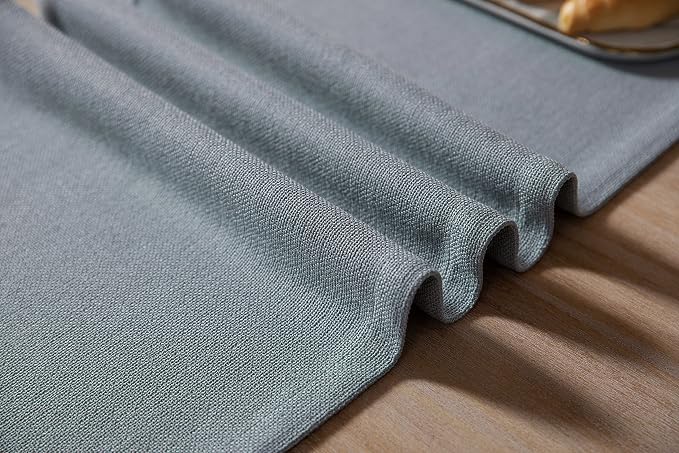Burlap Style Farmhouse Table Runner, 14x108 Inches Light Dusty Blue | Thick - Image 6