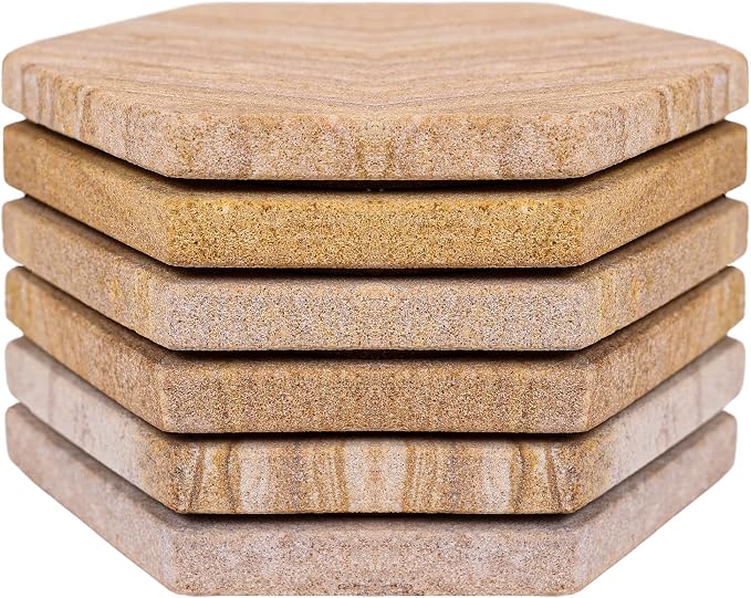 Sandstone Water Absorbent Hand Crafted Hexagon Coasters - Image 6