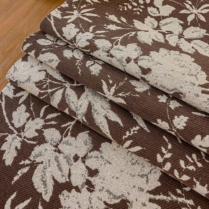 Botanical Floral Dining Table Runner Dark Brown 13 x 71 Inch | Jacquard Flower - Image 6