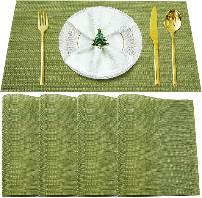 Placemats Set of 4, Vinyl PVC Heat Resistant Washable Placemats Set, Non Slip by BxzanDya-LifeSmartMaker