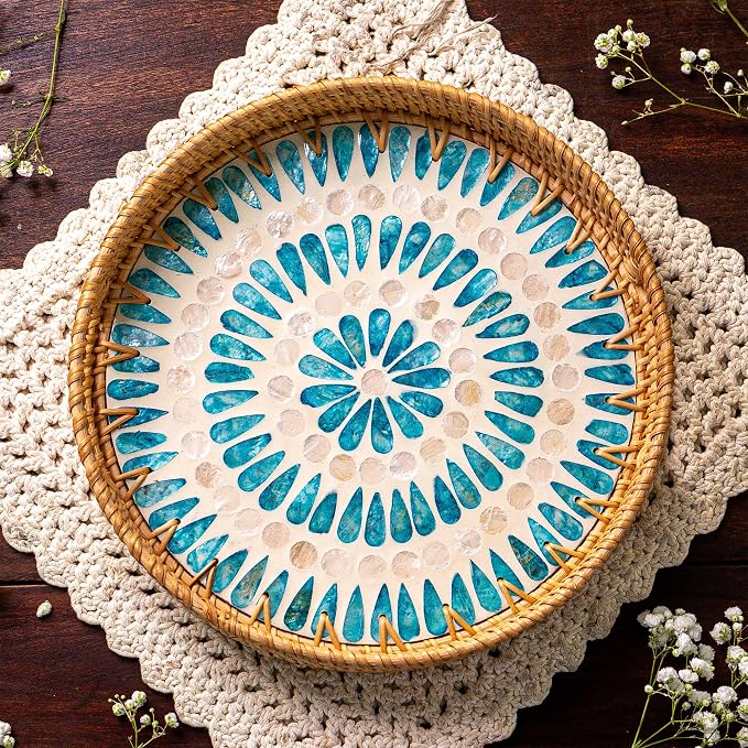 JUNGLE CULTURE Round Rattan Tray - Image 6