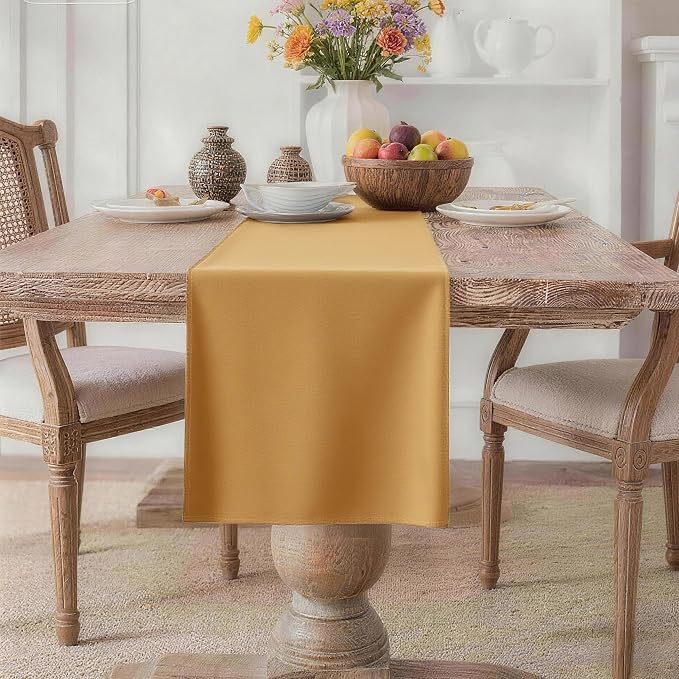 MEANMOY Gold Table Runner 108 Inches Long Waterproof Washable Table Runners | by MEANMOY