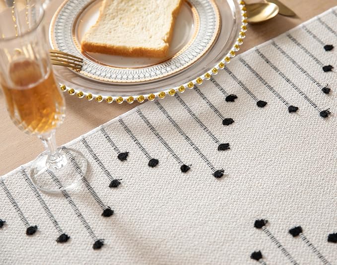 Boho Table Runner 13 x 72 Inch Long Natural Cotton Woven Runner - Image 5