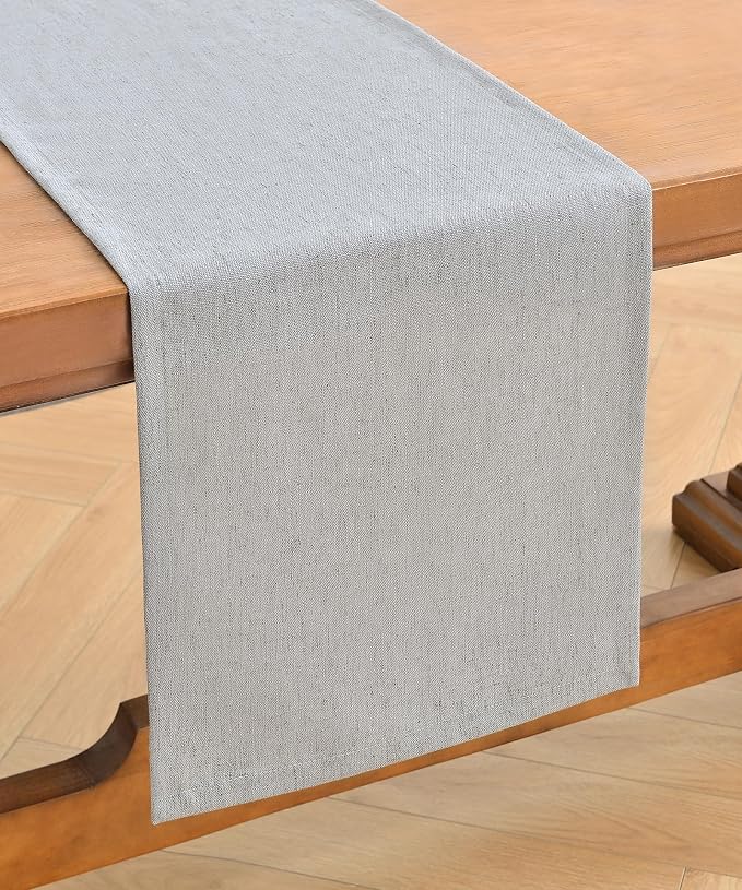 Wracra Linen Table Runner, Burlap Sliver Grey Table Runners 90 Inches Long | - Image 7
